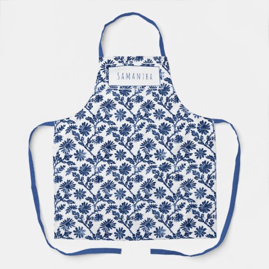 Blue White Womens Apron Schürze (Vorderseite)
