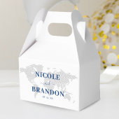 Blue & White World Map Hochzeit in Urlaubsort Geschenkschachtel