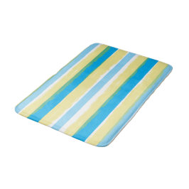 Blue White Yellow Summer Stripes Badematte