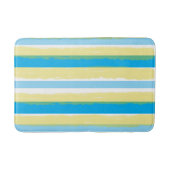 Blue White Yellow Summer Stripes Badematte (Vorderseite)