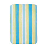 Blue White Yellow Summer Stripes Badematte (Vorderseite Vertikal)