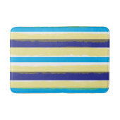 Blue White Yellow Summer Stripes Badematte (Vorderseite)