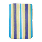 Blue White Yellow Summer Stripes Badematte (Vorderseite Vertikal)