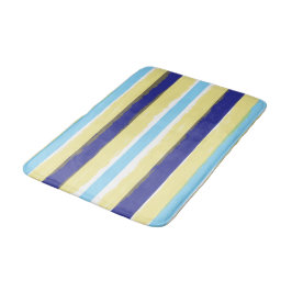 Blue White Yellow Summer Stripes Badematte