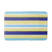 Blue White Yellow Summer Stripes Badematte (Vorderseite)