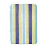 Blue White Yellow Summer Stripes Badematte (Vorderseite Vertikal)