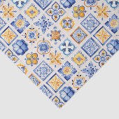 Blue White Yellow Tiles Pattern Summer Aesthetic Seidenpapier (Ausschnitt)
