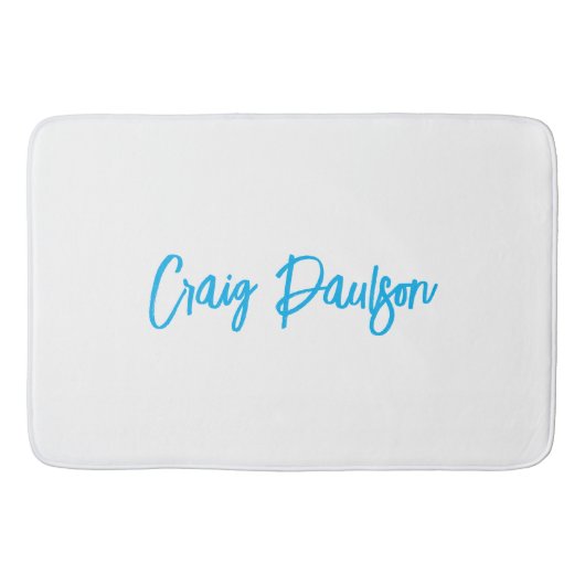 Blue White Your Name Calligraphy Einzigartig Minim Badematte (Vorderseite)