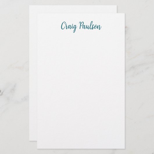Blue White Your Name Calligraphy Einzigartig Minim Briefpapier (Vorne/Hinten)
