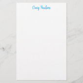Blue White Your Name Calligraphy Einzigartig Minim Briefpapier (Vorderseite)