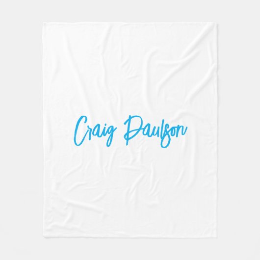Blue White Your Name Calligraphy Einzigartig Minim Fleecedecke (Vorderseite)