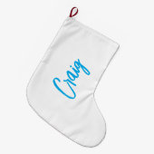 Blue White Your Name Calligraphy Einzigartig Minim Großer Weihnachtsstrumpf (Vorderansicht (hängend))