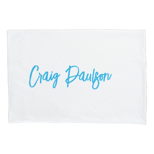 Blue White Your Name Calligraphy Einzigartig Minim Kissenbezug (Vorderseite)