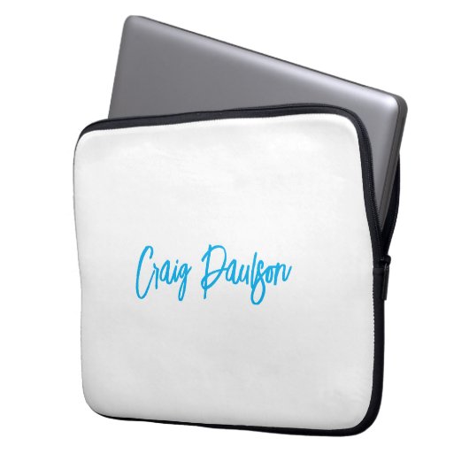 Blue White Your Name Calligraphy Einzigartig Minim Laptopschutzhülle (Vorderseite Links)