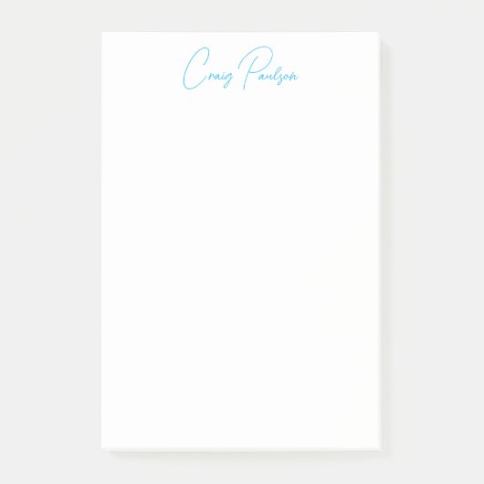 Blue White Your Name Calligraphy Einzigartig Minim Post-it Klebezettel (Vorderseite)