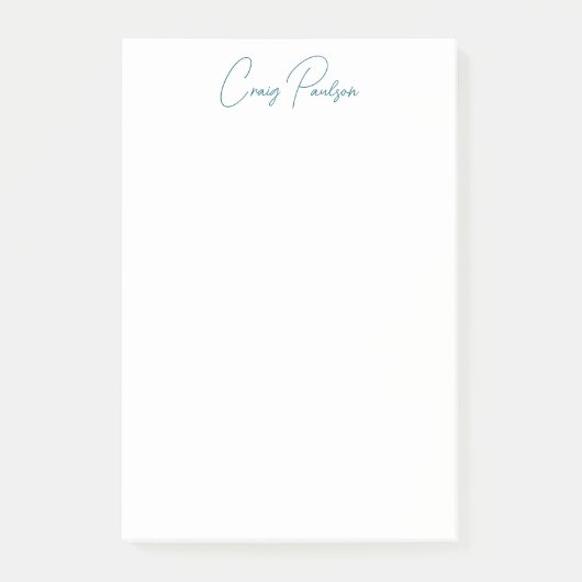Blue White Your Name Calligraphy Einzigartig Minim Post-it Klebezettel (Vorderseite)