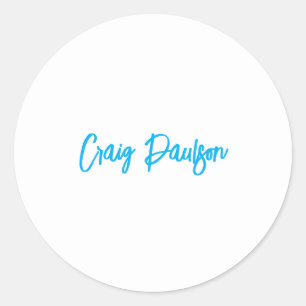 Blue White Your Name Calligraphy Einzigartig Minim Runder Aufkleber