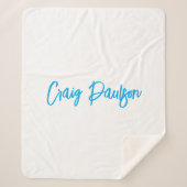 Blue White Your Name Calligraphy Einzigartig Minim Sherpadecke (Vorderseite)