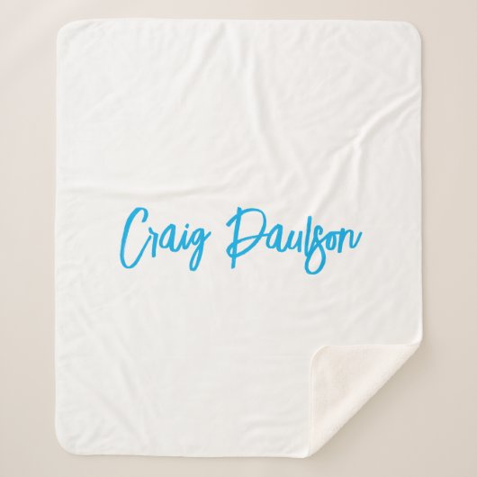 Blue White Your Name Calligraphy Einzigartig Minim Sherpadecke (Vorderseite)