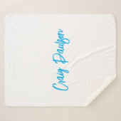 Blue White Your Name Calligraphy Einzigartig Minim Sherpadecke (Vorderseite (Horizontal))