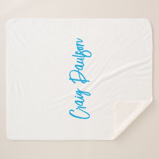 Blue White Your Name Calligraphy Einzigartig Minim Sherpadecke (Vorderseite (Horizontal))