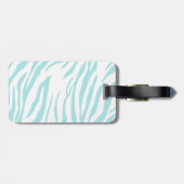 Blue White Zebra Print Monogram Gepäckanhänger (Rückseite horizontal)