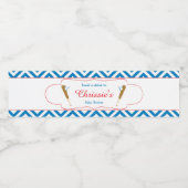 Blue & White Zickzack Baseball Baby Wasserflaschenetikett (Einzelnes Label)