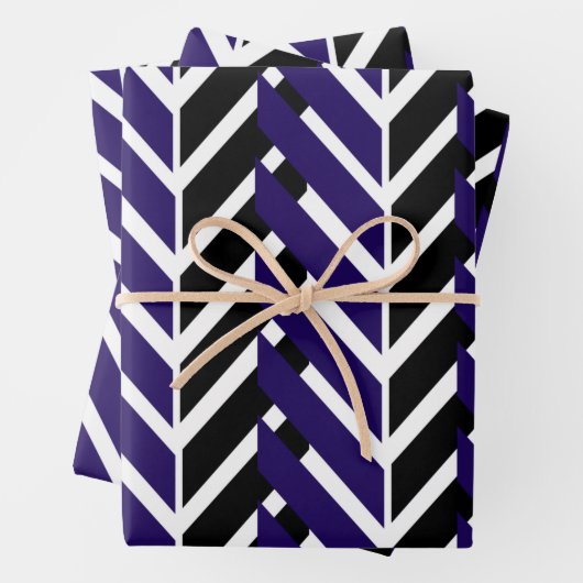 Blue White Zickzack Modern Zigzag Muster Geschenkpapier Set (Beispiel)
