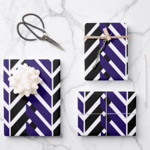 Blue White Zickzack Modern Zigzag Muster Geschenkpapier Set