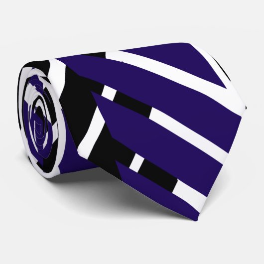 Blue White Zickzack Zigzag Muster Krawatte (Gerollt)