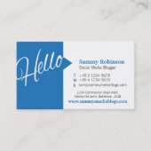 Blue White Zitat Social Media und QR-Code Visitenkarte (Vorderseite)