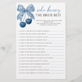 Blue Who knows the Bride Best Bridal Shower Game (Vorderseite)