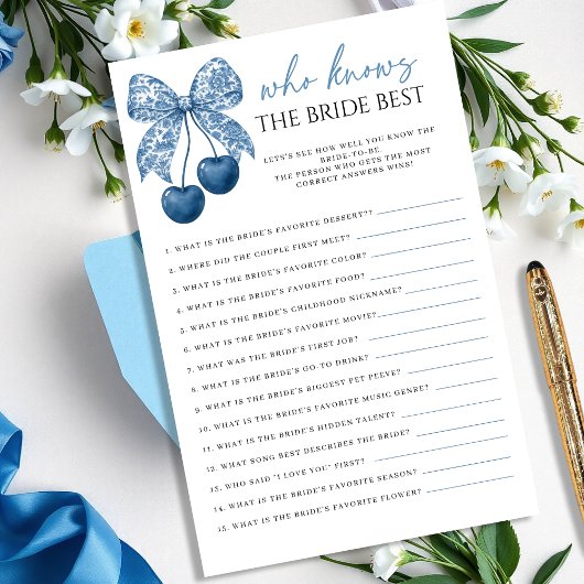 Blue Who knows the Bride Best Bridal Shower Game