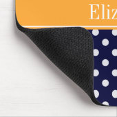 Blue Wht Polka Dots Cantaloupe Name Monogram Mousepad (Ecke)