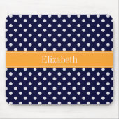 Blue Wht Polka Dots Cantaloupe Name Monogram Mousepad (Vorne)