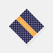 Blue Wht Polka Dots Cantaloupe Name Monogram Serviette (Ecke)