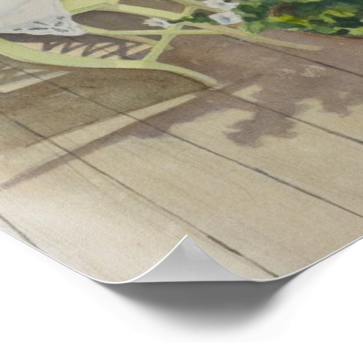 Blue Wicker Watercolor-Medium Poster (Ecke)