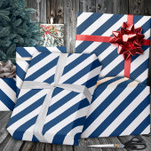 Blue Wide Strip Holiday Geschenkpapier