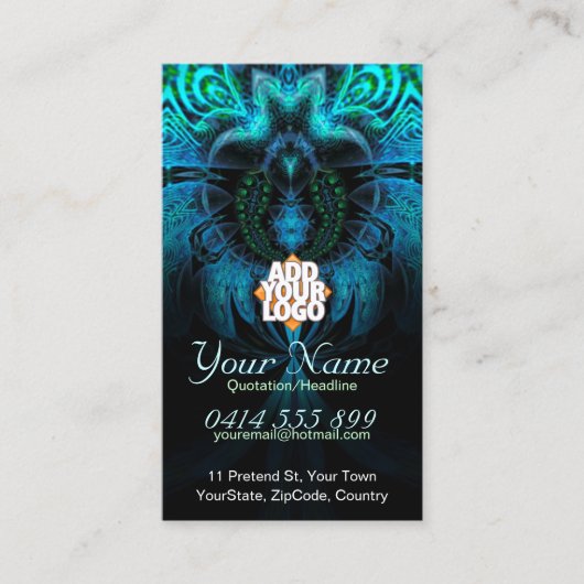 Blue Widow Fraktal Business Card Visitenkarte (Vorderseite)