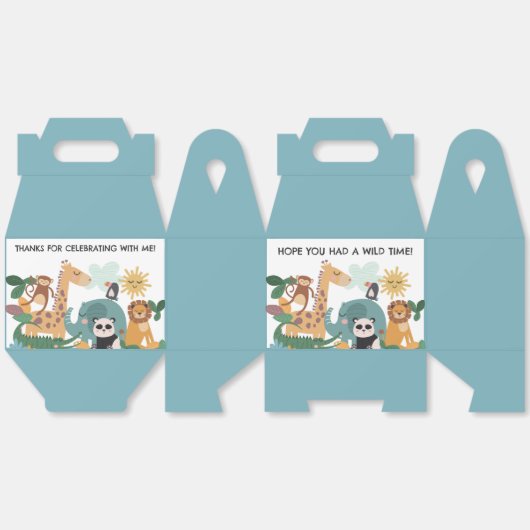 Blue Wild Animal Birthday Geschenkschachtel (Ungeklappt)