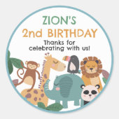 Blue Wild Animal Runder Aufkleber (Vorderseite)