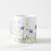 Blue Wild Blume Personalisiert Geburtstagsnachrich Kaffeetasse (Vorderseite Links)
