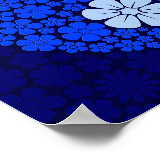 Blue Wild Blume Yin Yang Poster (Ecke)