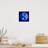 Blue Wild Blume Yin Yang Poster (Küche)