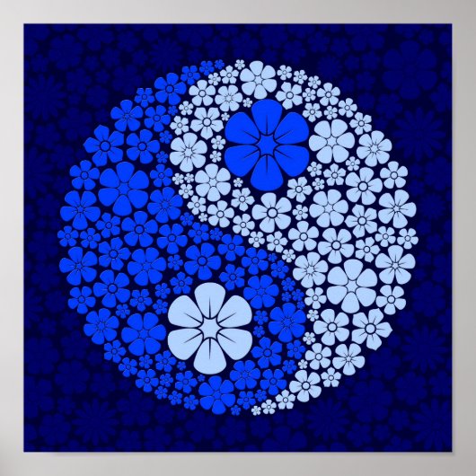 Blue Wild Blume Yin Yang Poster (Vorne)