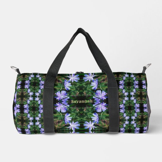 Blue Wild Chicory Blume Abstrakt Personalisiert Duffle Bag (Vorderseite)