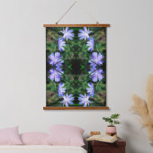 Blue Wild Chicory Blume Abstrakt Wandteppich Mit Holzrahmen (Schlafzimmer)