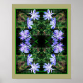 Blue Wild Chicory Blume Mirror Abstrakt Poster (Vorne)