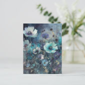 Blue Wild Field Blume Art Postkarte (Stehend Vorderseite)