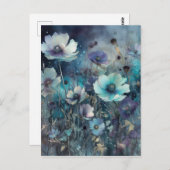 Blue Wild Field Blume Art Postkarte (Vorne/Hinten)